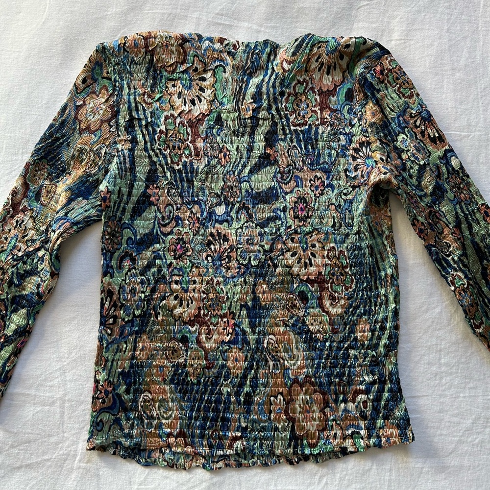 Vintage Alberto Makali Whimsical Smocked Flower Power Top - Picture 3 of 11